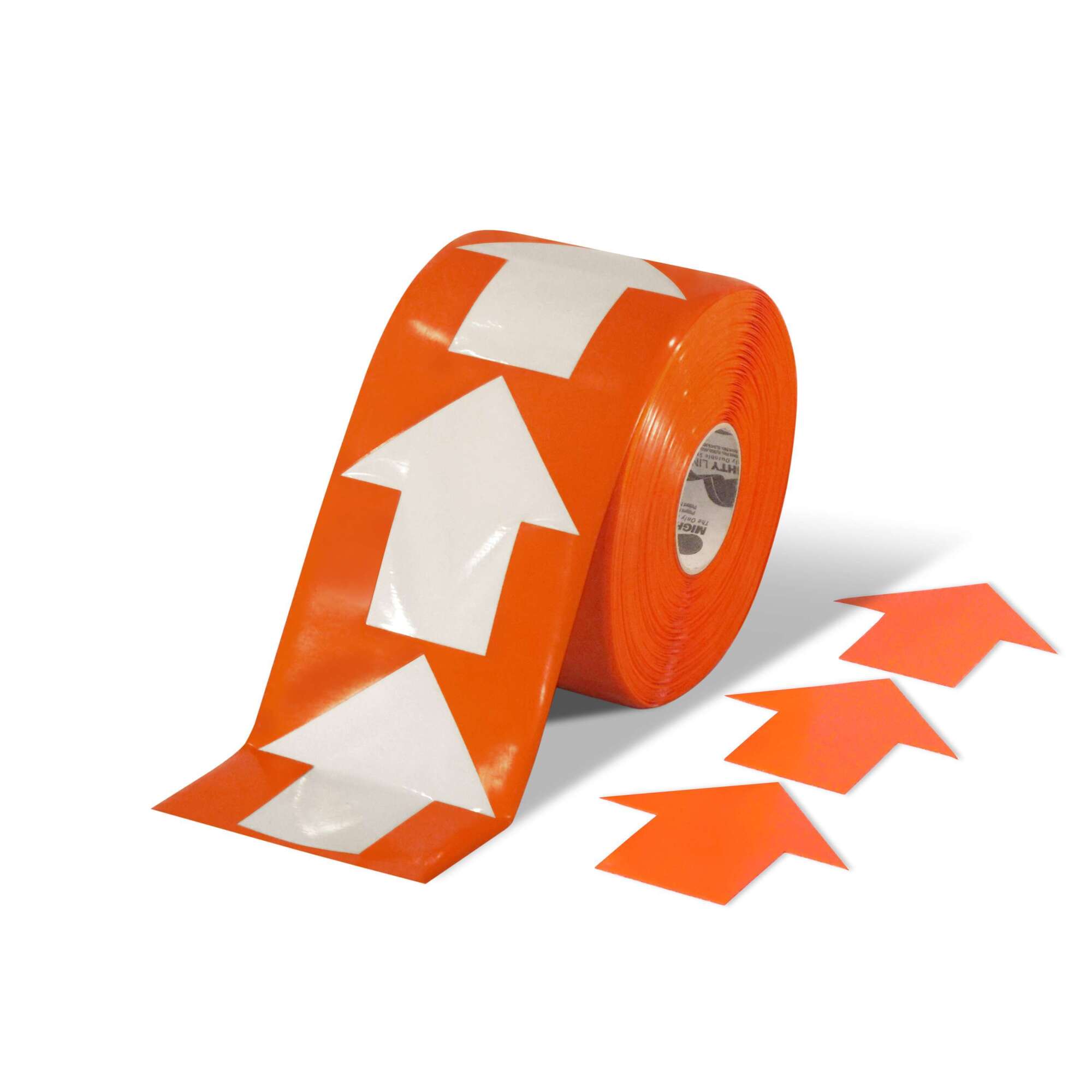 Mighty Line Pop Out Arrow Tape — 4in. Wide, 280 Pcs, Heavy-Duty Vinyl, Orange, Model# 4ARO